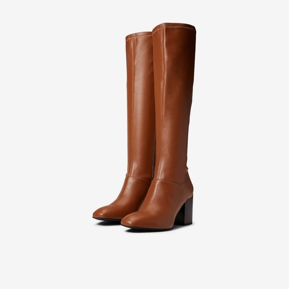 Franco Sarto Tall Tan Leather Block Heel Boots